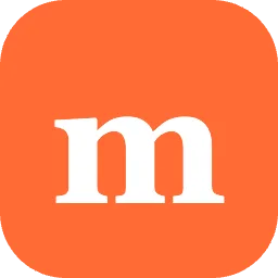Oranges Quadrat mit abgerundeten Ecken und weißem Kleinbuchstaben „m“ in der Mitte.